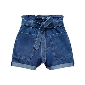 PAPERBAG WAIST DENIM SHORTS